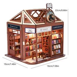 Architecture/DIY House Assembly Building Model Street View Bookstore Mini Doll House Kit DIY Childrens Toys Home Bedroom Decoration 3D Puzzle