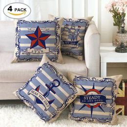 Pillow Anchor Nautical Elements Cover European Striped Pillowcase Living Room Sofa Bedroom Bay Window Decoration Accessories