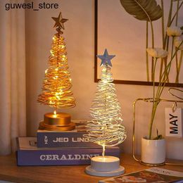 Night Lights LED Christmas Tree Spiral Light Table Decoration Pure Iron Christmas Tree Bedroom Table Light Christmas Atmosphere Night Light Decoration S240513