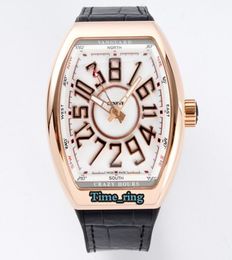 ABF Top version V 45 CH BR BL Crazy Hour Dial Rose Gold Steel Case CZ02 Automatic Mechanical Movement Mens Watch Leather Strap Spo7705308