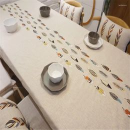 Table Cloth Feather Cotton Tablecloth Cover Coffee Tea Natural Cup Mat Wedding Home Party Holidays Blanket Antependium