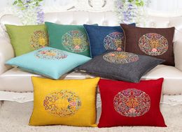 Chinese Joyous Fine Embroidery Linen Cushion Cover Christmas Cotton Pillowcase Cushions Home Decor Sofa Chair Lumbar support Pillo5867452