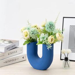 Vases Nordic Resin U Shape Vase Modern Style Decor For Office Kitchen Desktop Indoor Dining Room Home Dried Flowers Ornaments