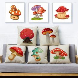 Pillow Cartoon Colorful Mushroom Print Throw Cover 45 45cm Textile Linen Case Sofa Home Decor Pillows Cases