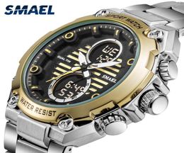 SMAEL Watch Men Digital Alloy Watch Gold Big Dial Sport Luxury Brand Clock Men 30M Waterproof1372 Men Electronic Watch Mechanism n9802268