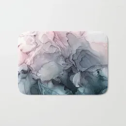 Bath Mats Bathroom Rugs Blush And Paynes Gray Flowing Abstract Mat Flannel Absorbent Non Slip Doormat Entrance Door Room