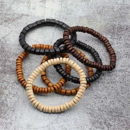 Charm Bracelets Noter Wooden Bracelet Men Vintage Wenge Wood Beads Braclet Homme Gift For Boyfriend Husband Accessories Pulsera Hombre Jewellery Y240510