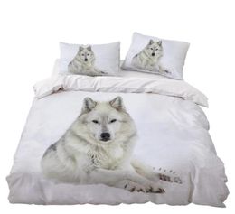 Bedding Sets White Wolf Set Bedroom Decor Doona Quilt Cover Snow Background Hypoallergenic 1PC Duvet With Pillowcase8532919