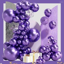 Metalliska lila ballonger Arch Decoration Party Garland Kit Confetti Balloon Baby Shower 1st Birthday Ballon Wedding Decor