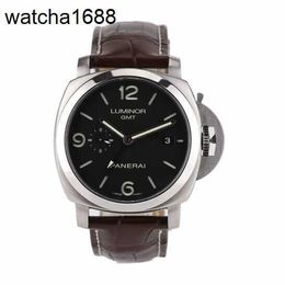 Business Wrist Watch Panerai LUMINOR 1950 Series 44mm Diameter Automatic Mechanical Men's Watch PAM00320 Stainless Steel Date Display Dual Time Zones