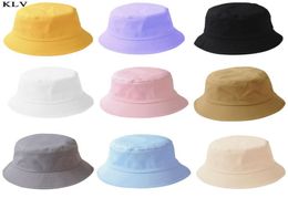 Korean Adult Kids Summer Foldable Bucket Hat Solid Color Hip Hop Wide Brim Beach UV Protection Round Top Sunscreen Fisherman Cap9958926