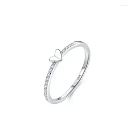 Cluster Rings S925 Sterling Silver Heart Ring For Cross Border Amazon Fashion Love Zircon Closed Women Small And Versatile