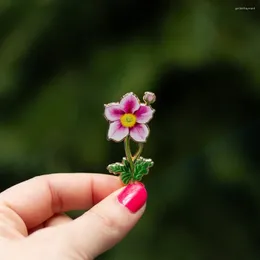 Brooches Anemone Pink Floral Hard Enamel Pin Botanical Badge Flower Brooch Gifts For Plant/ Flowers' Lovers