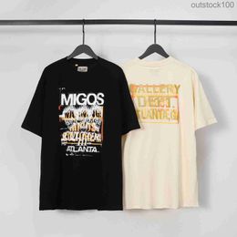 Original 1:1 Brand Designer Galery Dapt t Shirt American High Street Vintage Printed Vintage Loose Cotton Short Sleeved T-shirt for Men and Women with Real Logo