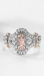 Victoria Wieck choucong Brand New Luxury Jewelry 925 Sterling Silver Pink Sapphire CZ Diamond Party Gold Filled Wedding Ring for W3153548