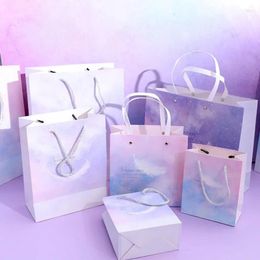 Gift Wrap DIY Multifunction Soft Colour Paper Bag With Handles Festival Shopping Bags Kraft Packing Wedding