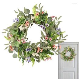 Decorative Flowers Spring Wreaths For Front Door Artificial Eucalyptus Green Summer Season Garland Porch Farmhouse Home