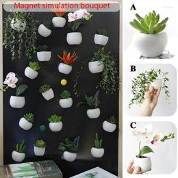 Decorative Flowers Plant Fridge Magnet Simulated Creative Mini Flower Bouquet Refrigerator Stick For Home Desktop Living Room Decoration