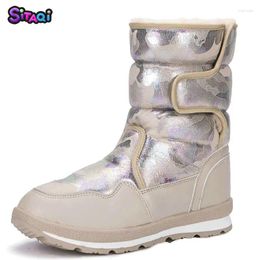 Boots 2024 Girl Shoes Fashion Snow Kids Winter Soft Fur Antiskid Outsole Plus Size 27 To 41