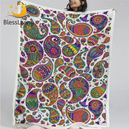Blankets BlessLiving Paisley Sherpa Blanket Bohemian For Beds Abstract Floral Plush Colourful Boho Mantas De Cama 150x200