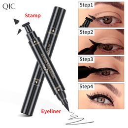 QIC Qini Colour double head seal eyeliner pen waterproof and non smudging triangle wing tail seal eyeliner pen makeup