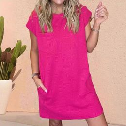 Party Dresses Loose Fit Women Dress Stylish Summer Women's A-line Mini With Side Pockets Short Sleeves Casual Daily Wear For Ladies