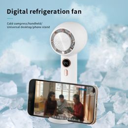 Digital Refrigeration Fan Cold Compress / Handheld / Desktop / Mobile Phone Stand Universal Three-Gear Wind Mute Motor Cold Compress Cooling Duration