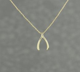 Trendy Wishbone Lucky Pendant Gold Silver Plated Fashion Jewellery Statement Necklace Women Necklaces7390447