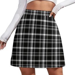 Skirts Retro Plaid Skirt Ladies Black And White Cheque Mini Summer Korean Fashion High Waist Graphic Oversize Casual A-line