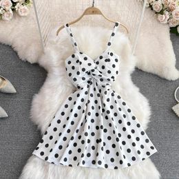 Casual Dresses Polka Dot Spaghetti Strap Summer For Women V-neck Backless Party Gowns 2024 High Waist Strapless Mini Dress