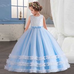 Girl's Dresses 4-14 year old children and girls clothing campus opening ceremony dance banquet princess long dress birthday party dress girl Y240514