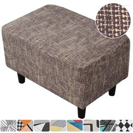 Chair Covers Stretch Rectangle Ottoman Cover Folding Storage Foot Stool Furniture Protector Soft Slipcover With Elastic Bottom Washable 1pc