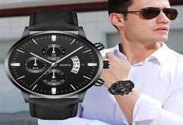 Wristwatches Men Watch Fashion Sport Wrist Alloy Case Leather Band Quartz Business Wristwatch Calendar Gift Relogio Masculino3608741