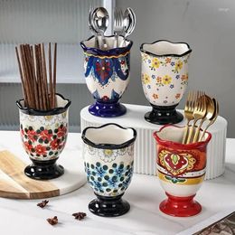 Storage Bottles Ceramic Chopsticks Holder Chopstick Cage Home Kitchen Shelf Cutlery Box Rack Organiser Bottle