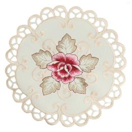Table Mats 4PCS Silicone Round Embroidered Flower Dining Placemat Cover Kitchen Decortion Heat Insulation Resistant Mat