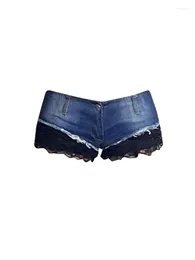 Women's Jeans Design Blue Pants Clubwear Hiphop Casual High Street Streetwear Denim Shorts Sexy Lsce Patchwork Gyaru Kpop