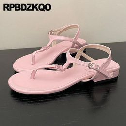 Casual Shoes Latest Thong Sweet Holiday Flats Fashion Sandals Summer Trending Women T Strap Comfortable Footwear Embellished