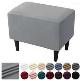 Chair Covers Solid Colour Ottoman Cover Elastic High Stretch Rectangle Footrest Slipcover Shoe Stool Protector For Home El Decoration