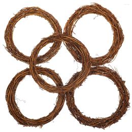 Decorative Flowers 5 Pcs Rattan Garland Pendant DIY Frame Wreath Ring Floral Decor Christmas Accessory Making Circles Decoration