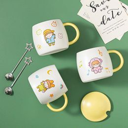 Mugs Cute Cartoon Girl Heart Ceramic Water Cup Household Personality Small Fresh Mug Student Creative Couple