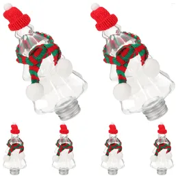 Storage Bottles 6 Set Christmas Candy Decorative Beverage Container Yoghourt Containers Cotton Reusable Juice Cold Trees