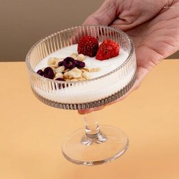 Wine Glasses Engraving Goblet Glass Milk/Wine/Dessert Cup Simple High Legged Dessert Ice Champagne Dinkware For Bar