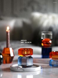 Candle Holders Light Luxury Colourful Candlestick Glass Geometry Style Desktop Bar Party Living Room Porta Velas Home Decor