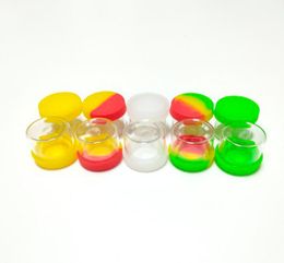 Whole Glass Bottle 6 Ml Round Mini Silicone Jars Dab Wax Oil Container 50 Pcslot9419373