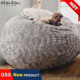 Chair Covers OTAUTAU Drop 5/6/7ft Giant Fluffy Fur Sofa Bed Pouf Cover Bean Bag Couch Futon Relax Lounge Recliner Lump DD1TM14T