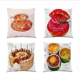 Pillow Modern Art 45x45cm Fruit Cover Polyester Linen Material Office Supplies Sofa Decoration Velvet Fabric Holiday Gift E1226