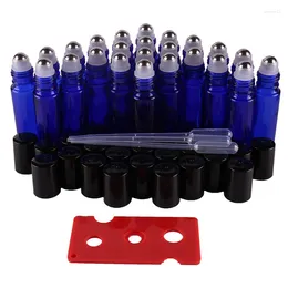 Storage Bottles 24pcs 10ml Cobalt Blue Essential Oil Glass Roll On Vials With Stainless Steel Roller Ball For Perfume