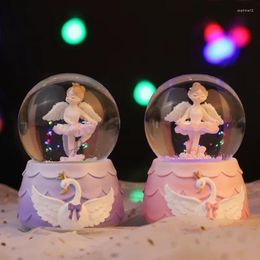 Decorative Figurines Dream Swan Lake Crystal Ball Ornaments Music Bell Box Creative Birthday Gifts Bedroom Home Table Decorations