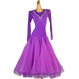 Stage Wear Custom Colour Size Ballroom Dress Standard Clothes For Dancing Practise Dance Competition Purple Dresses Waltz Costumes