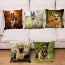 Pillow German Shepherd Dog Cover Super Soft Short Plush Covers Pillows Cases For Sofa Home Car Decor Pet Pillowcase